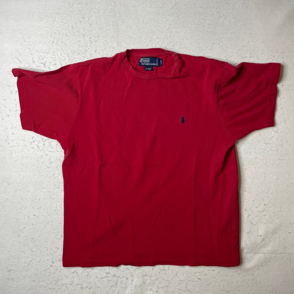 Polo Ralph Lauren Red Cotton Classic Fit‎ Pony Logo T Shirt Mens Large Vintage